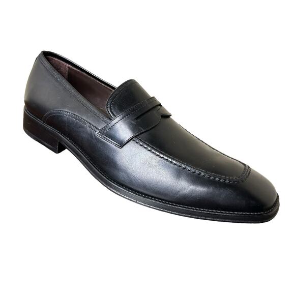 Massimo Dutti Mens Shoes‎ Penny Loafers Black Leather Size 41/US 8.5 Business - Picture 1 of 9